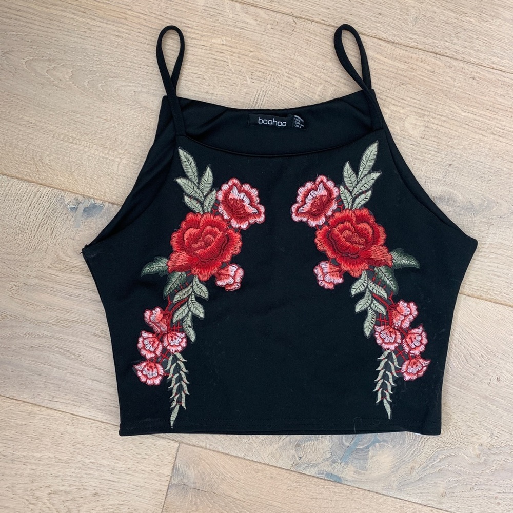 Boohoo rose tank top